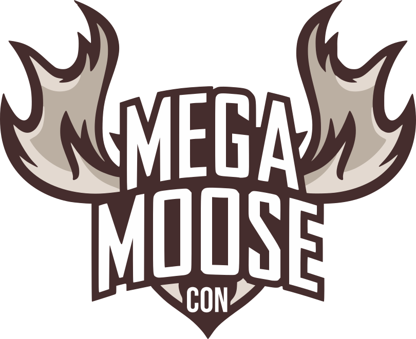 MegaMooseCon 2026 logo: a shield-shaped badge with moose antlers reading MEGA MOOSE CON.
