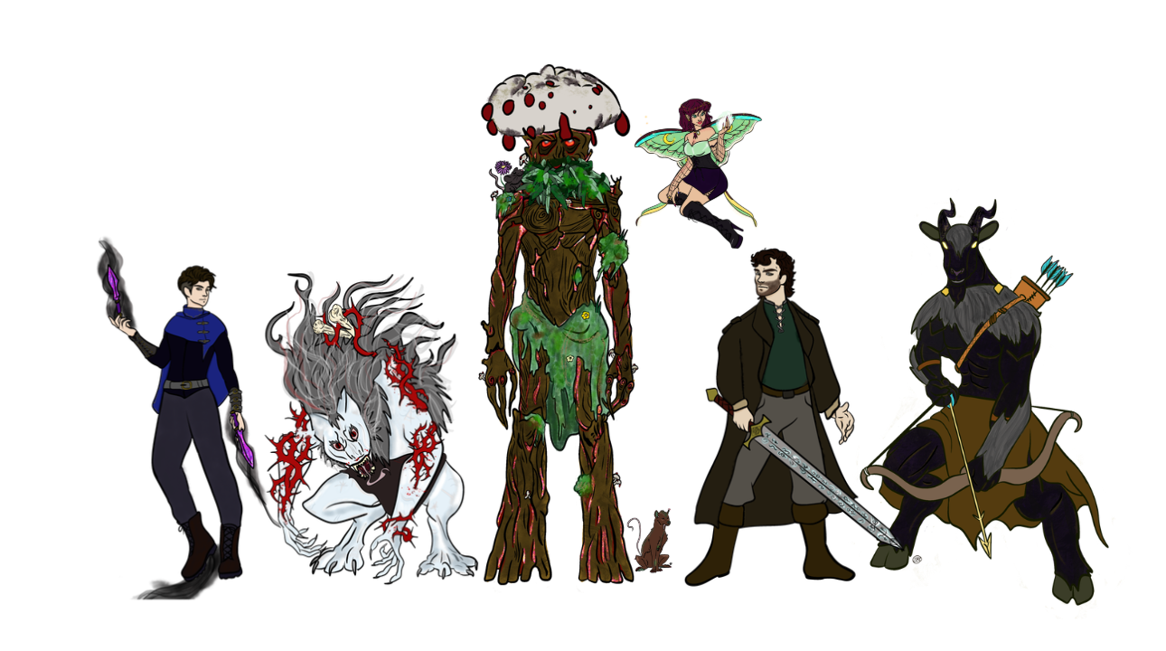 Fan art: Official cast Artwork from the wonderful Emma! Edited together in a group shot by Jonn!